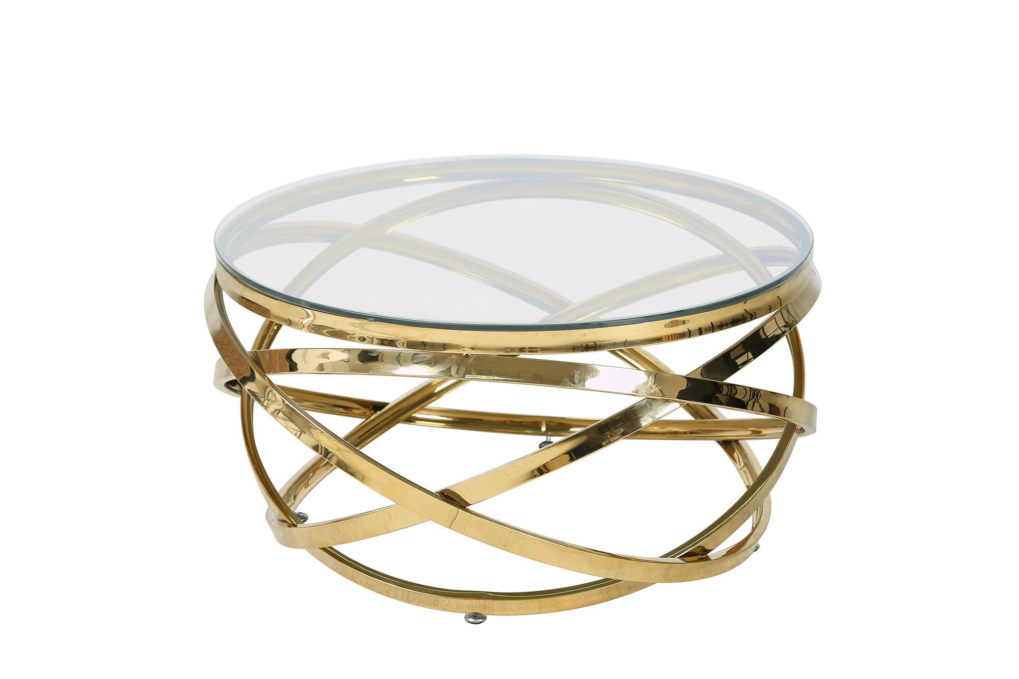 Couchtisch Goldfarben L: 80 cm - Klar/Goldfarben, Design, Glas/Metall (80/80/42cm) - Livetastic