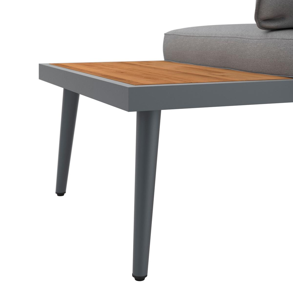 Záhradná sedacia súprava SALLIE - čierna/sivá, Modern, kov/drevo (205/76,5/152cm) - Bessagi Garden