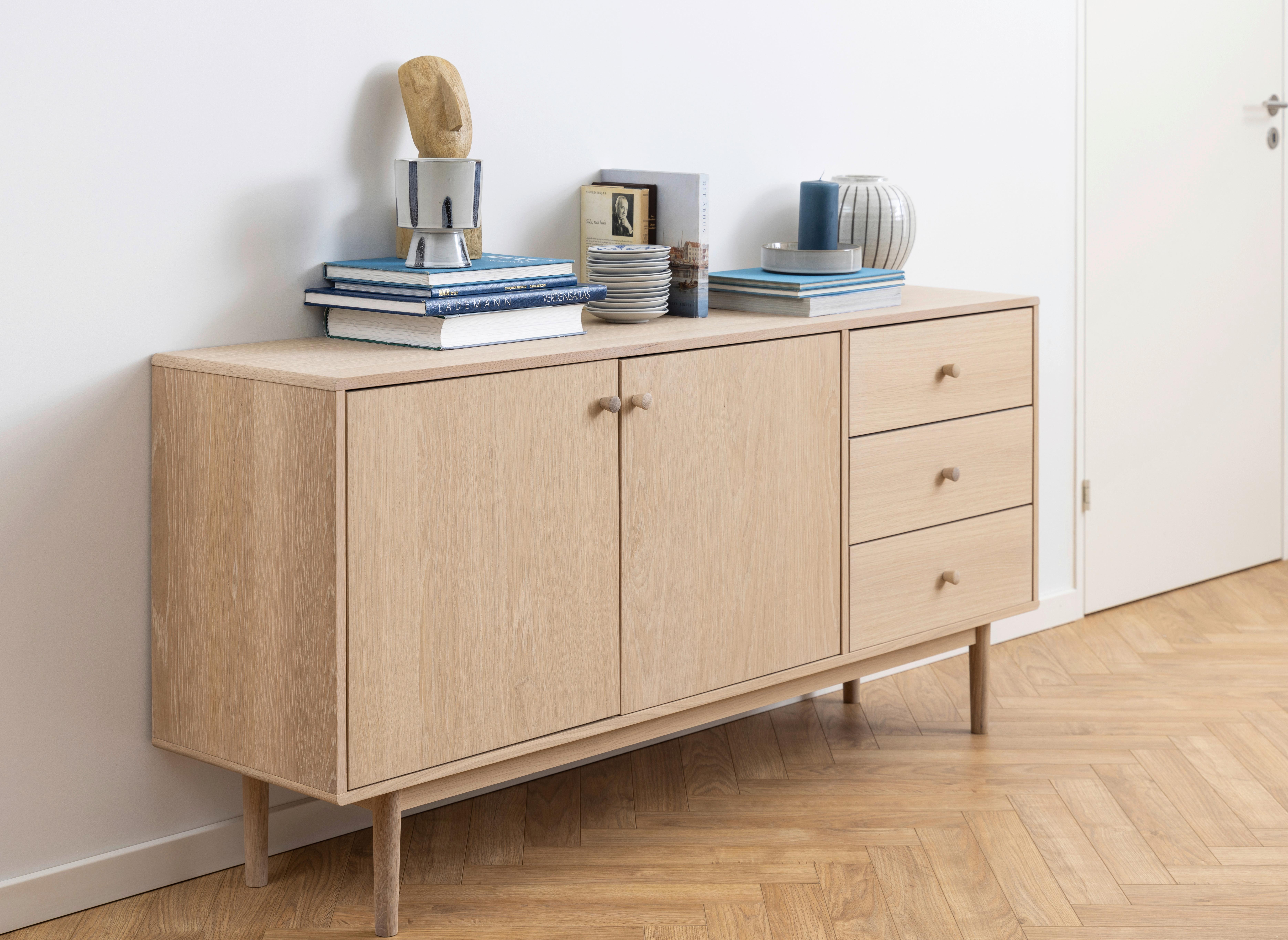 Sideboard 160 Cm Aston, Echtholzfurnier Eiche - Eichefarben, MODERN, Holz (160/75/40cm) - MID.YOU