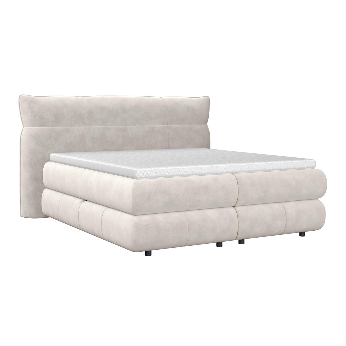 Boxspringbett Carmelo Beige 180x200 cm - Beige/Schwarz, Trend, Textil (180/200cm)