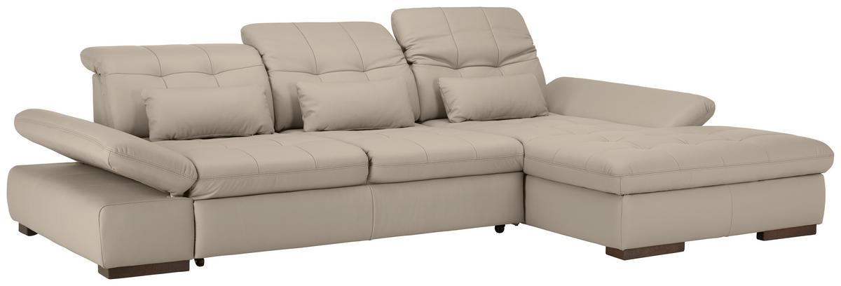 Rohová sedačka SANFINO, pravá, svetlě šedá pravá kůže - světle šedá/barvy chromu, Konvenční, kov/kůže (305/199cm) - Premium Living