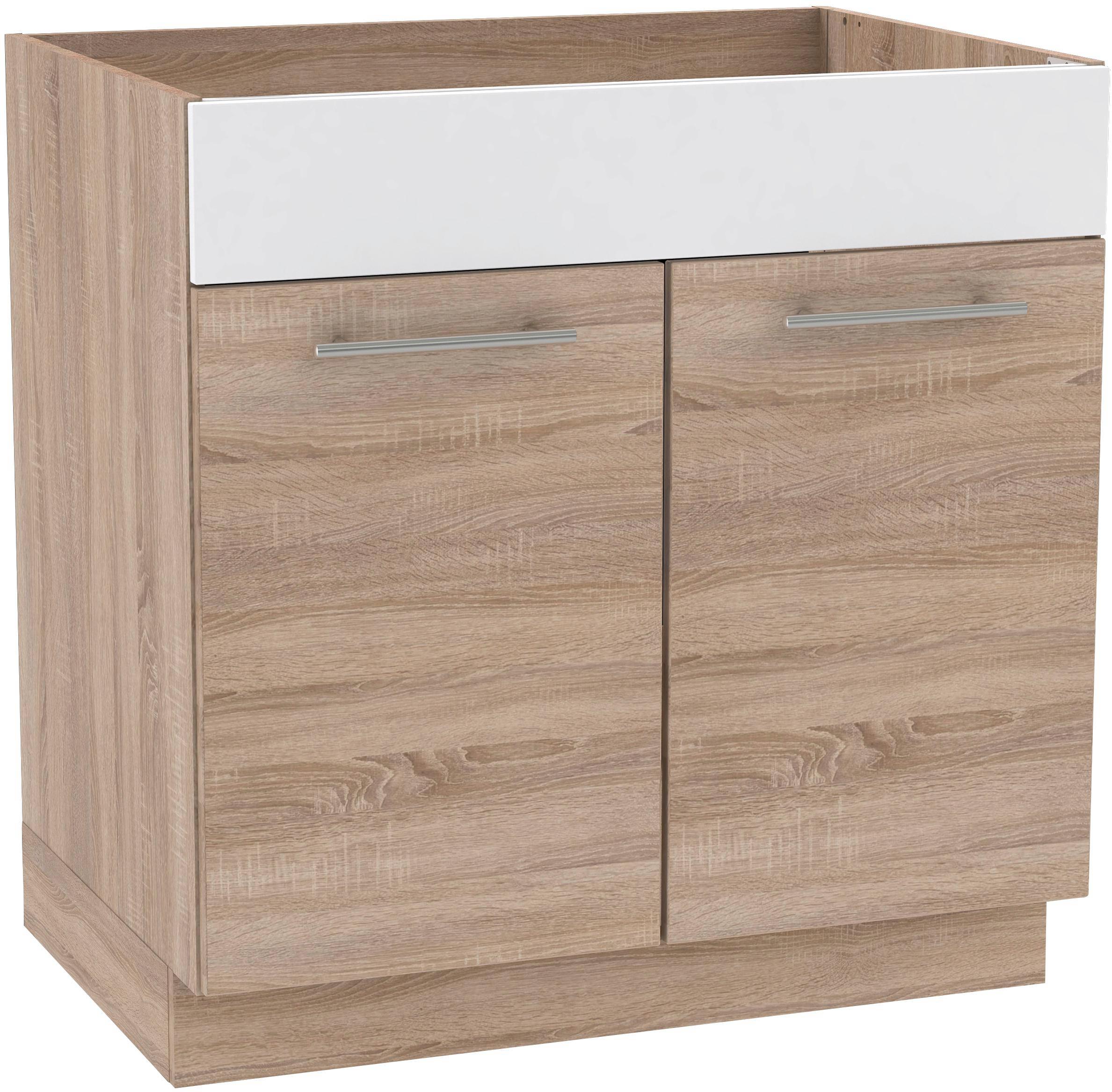 Mosogató-alsószekrény Corina - Tölgyfa/Bézs, modern, Faalapú anyag/Műanyag (80/82,4/58cm)