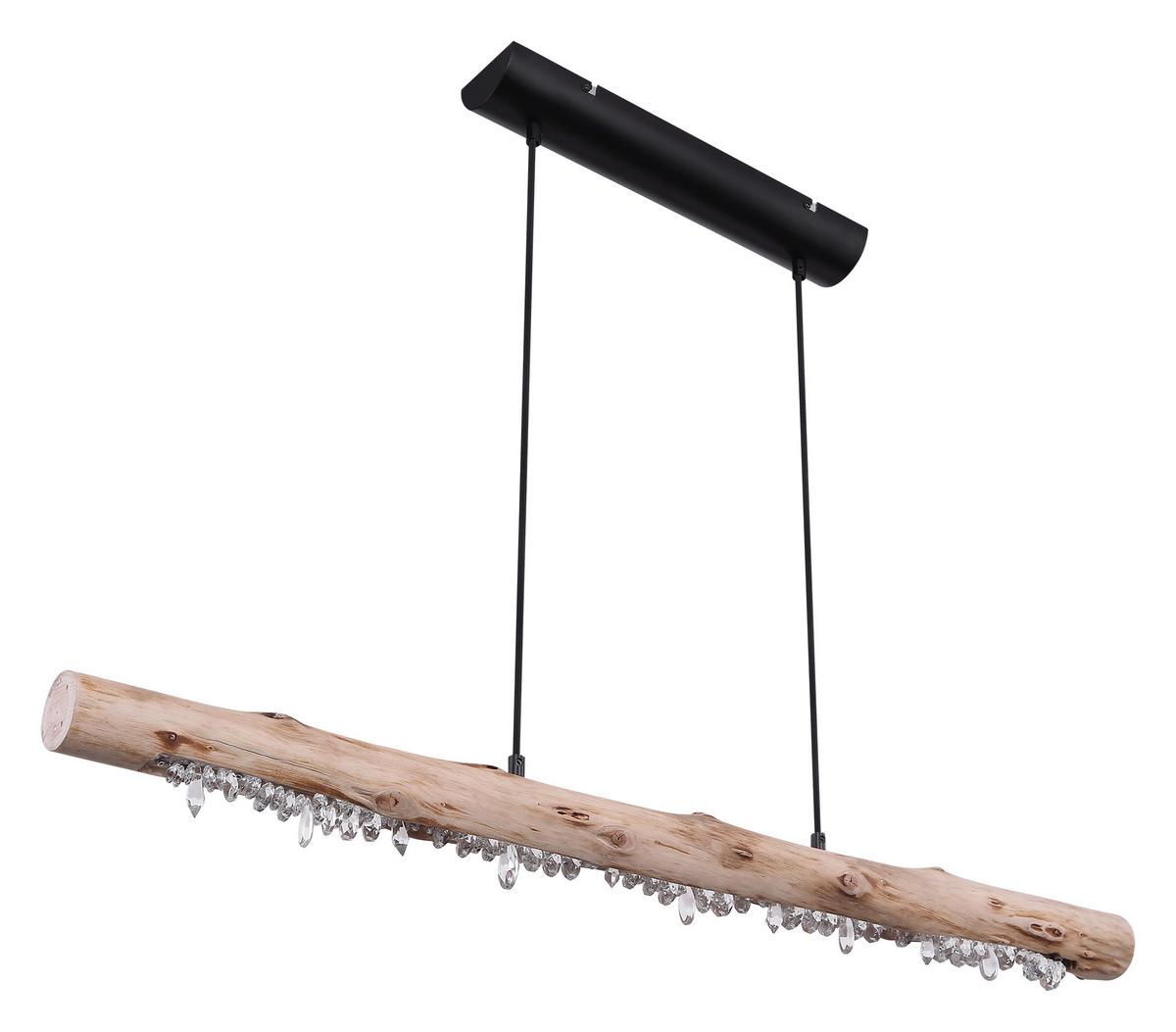 Hängeleuchte Felicitas H: 150 Cm 1-Flammig - Schwarz/Naturfarben, Basics, Holz/Kunststoff (100/8/150cm) - Globo