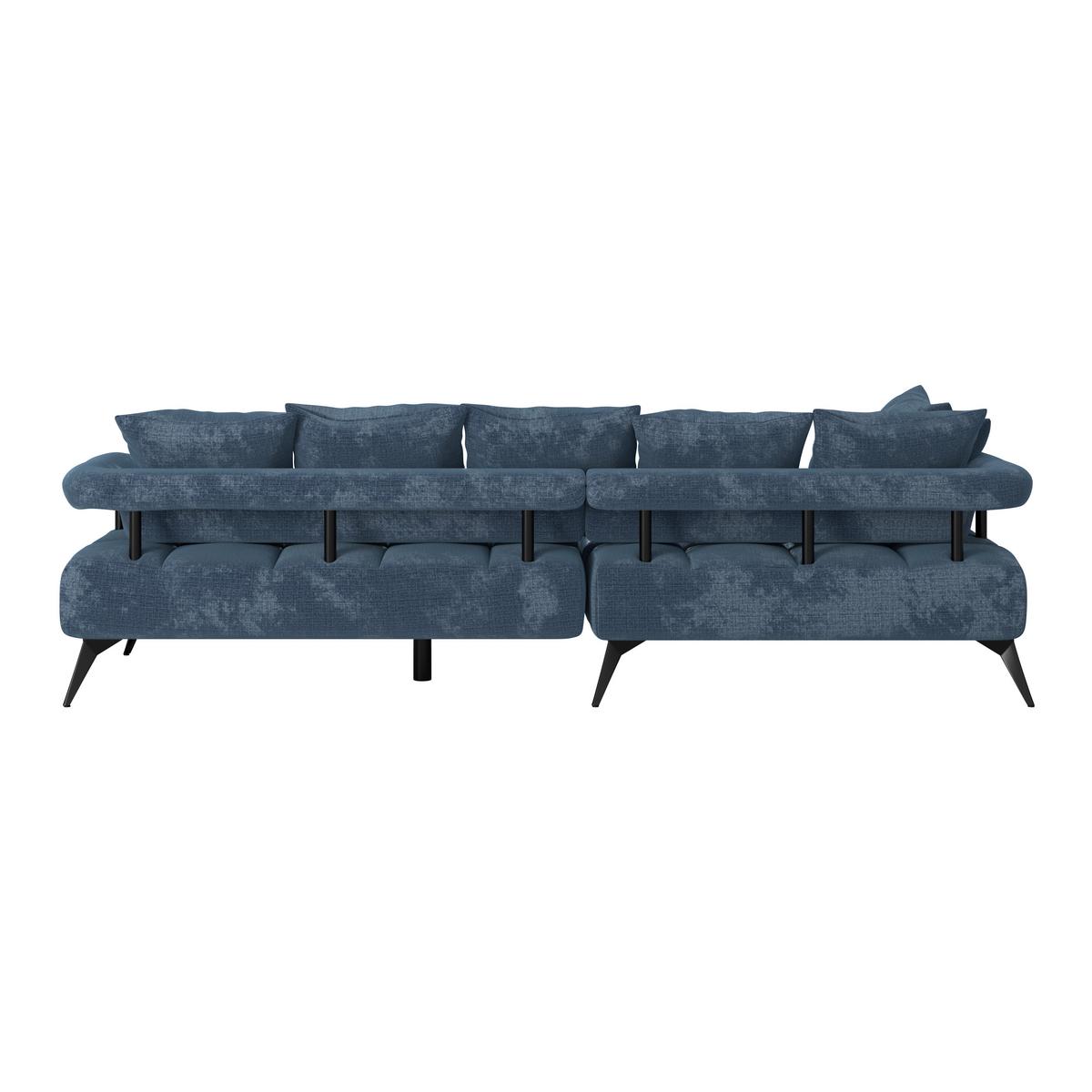 rohová sedačka VANESSA NEW nutná š. dveří 90 cm, levá - modrá/černá, Moderní, kov/textil (200/297cm)