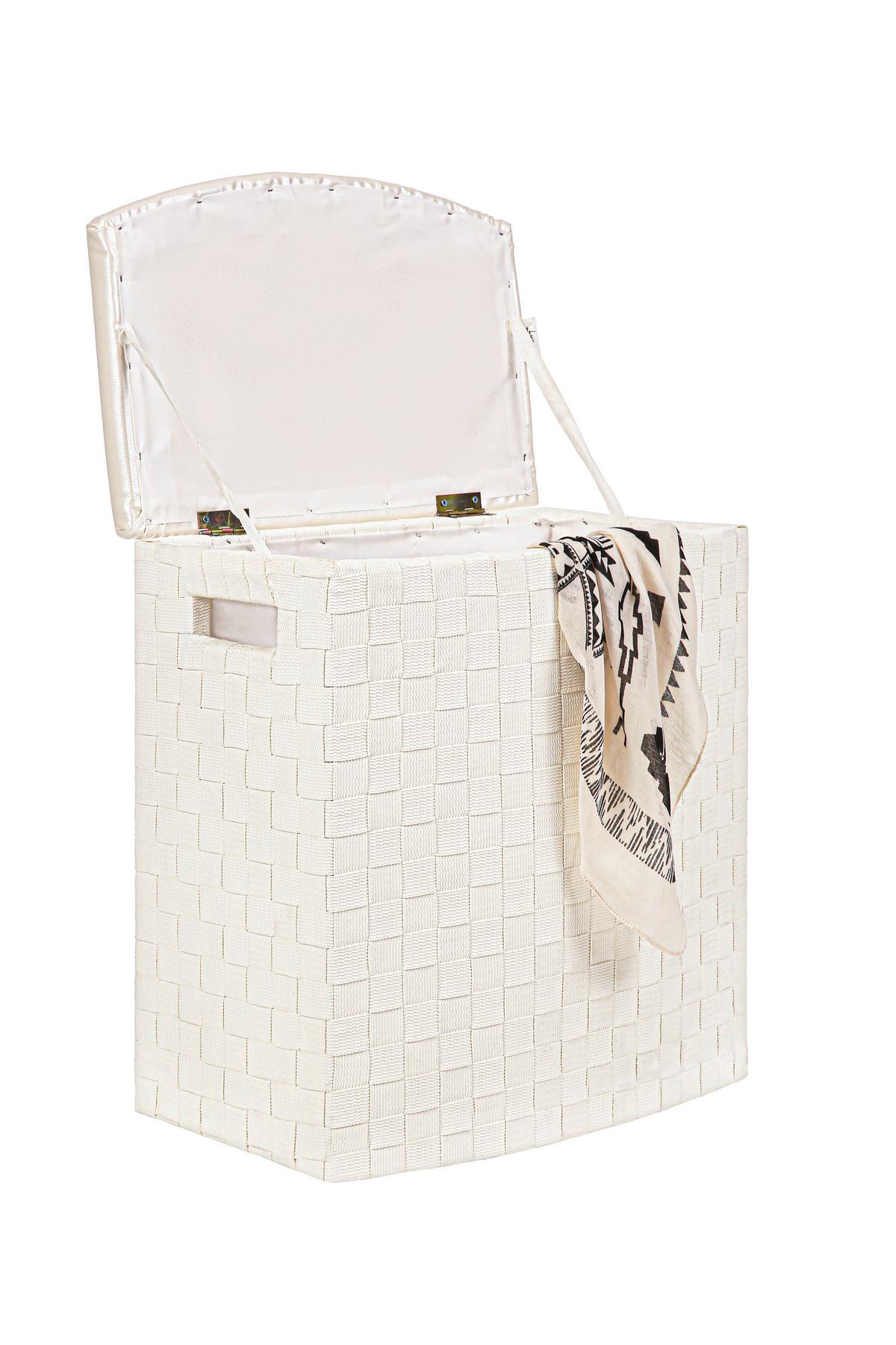 Szennyestartó Ghada Kb. 56l - fehér, Konventionell, textil (42/28/48cm) - Luca Bessoni