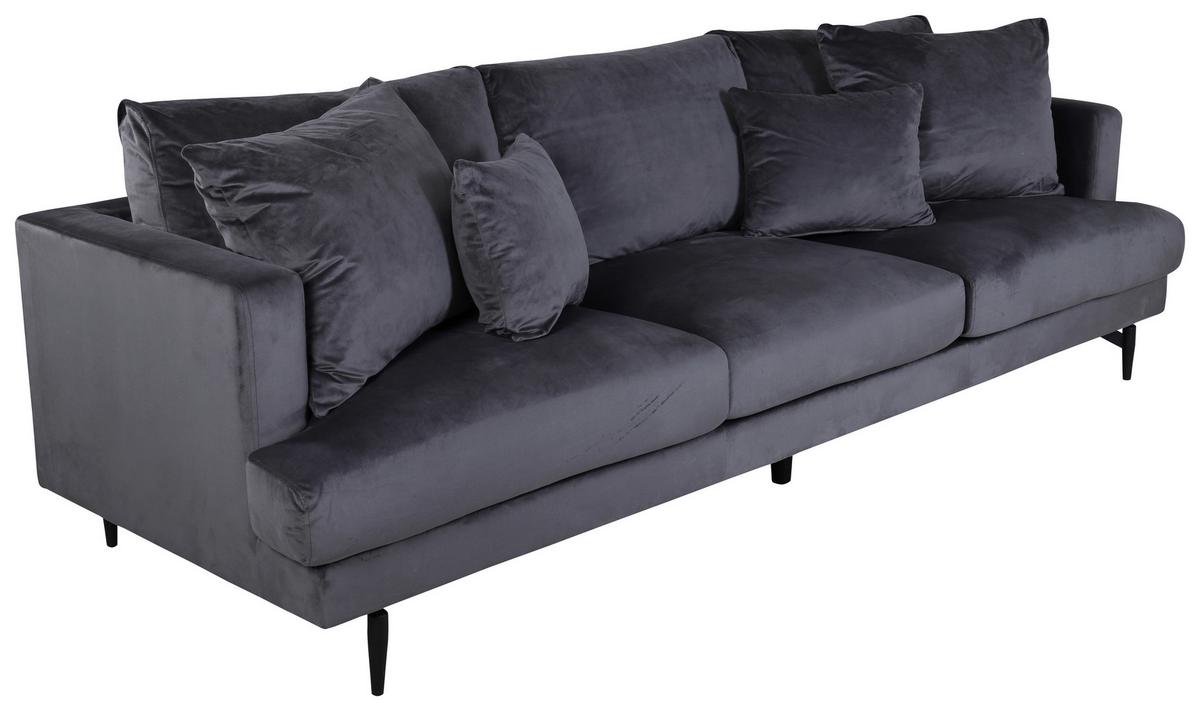 3-Sitzer-Sofa Sofia - Dunkelgrau/Schwarz, Design, Kunststoff/Textil (260/86/88cm) - Livetastic