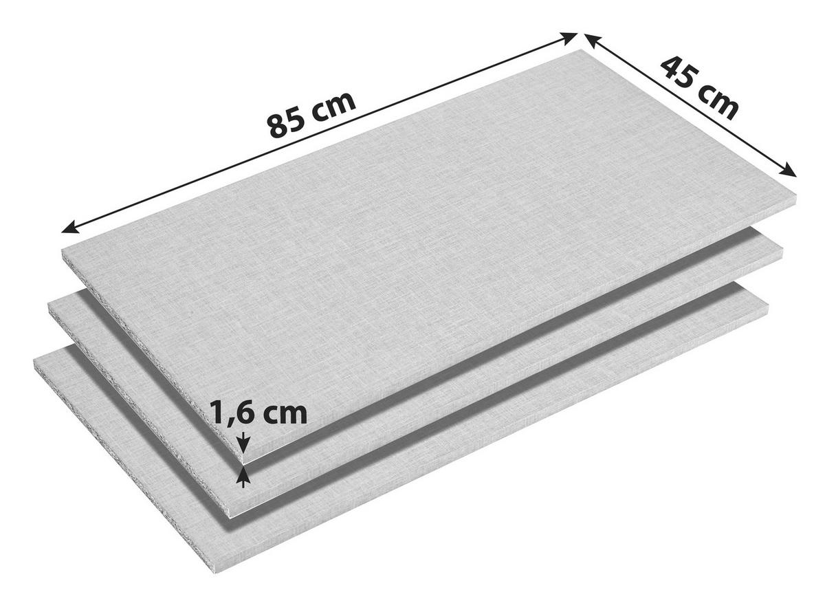 Einlegeböden Korbach 3er-Set 85x45 cm Leinenoptik - Grau, MODERN, Holzwerkstoff (85/1,6/45cm)