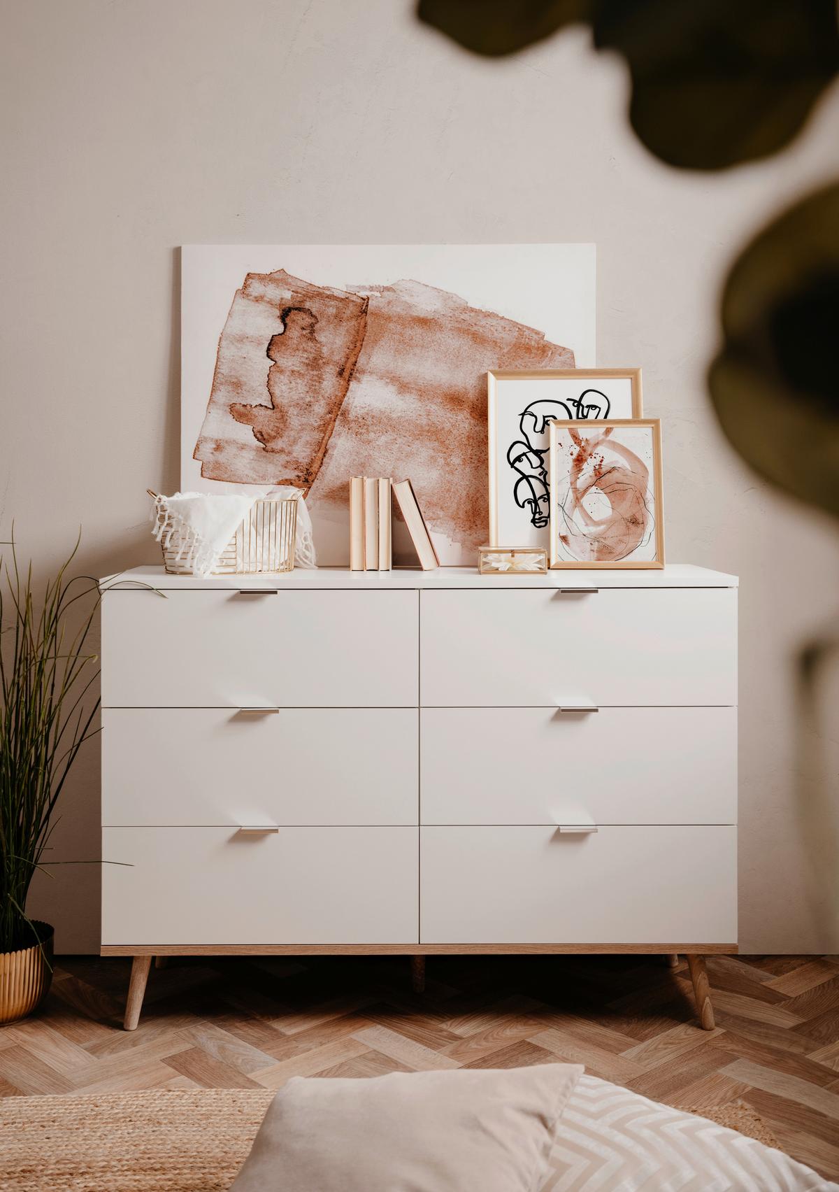 Kommode Göteborg Weiß/sonoma Eiche B: 120 Cm - Weiß/Sonoma Eiche, KONVENTIONELL, Holzwerkstoff (120/87/40cm) - MID.YOU