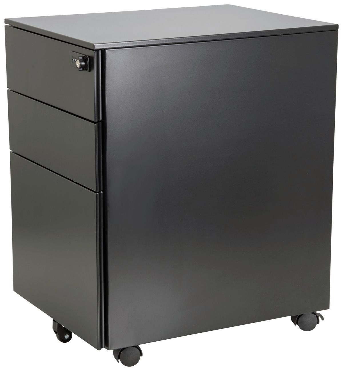 Rollcontainer Color Os I Schwarz - Schwarz, MODERN, Kunststoff/Metall (39/60/50cm) - MID.YOU