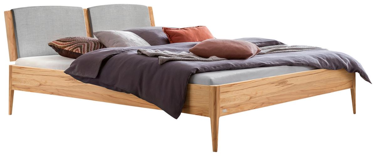 Bett Pistoia Buchefarben 140x200 Cm - Buchefarben/Hellgrau, KONVENTIONELL, Holz/Textil (140/200cm) - Hasena