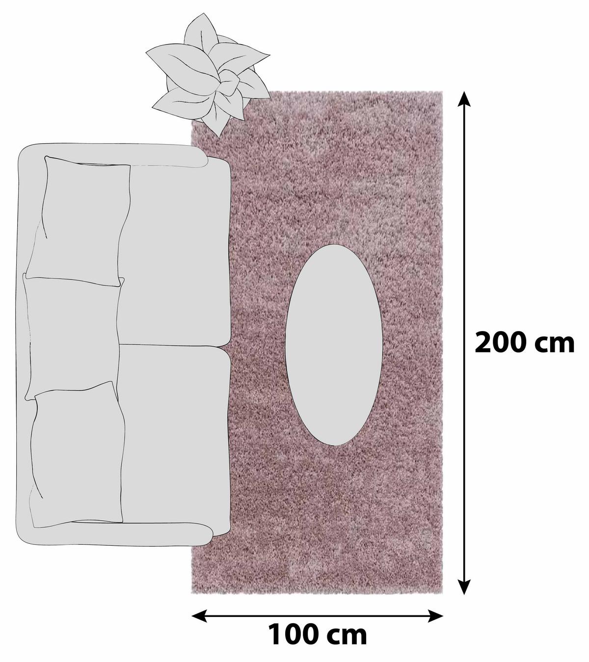 Hochflor Teppich Rosa Naturfaser Sydney 100x200 cm - Rosa, Basics, Textil (100/200cm)