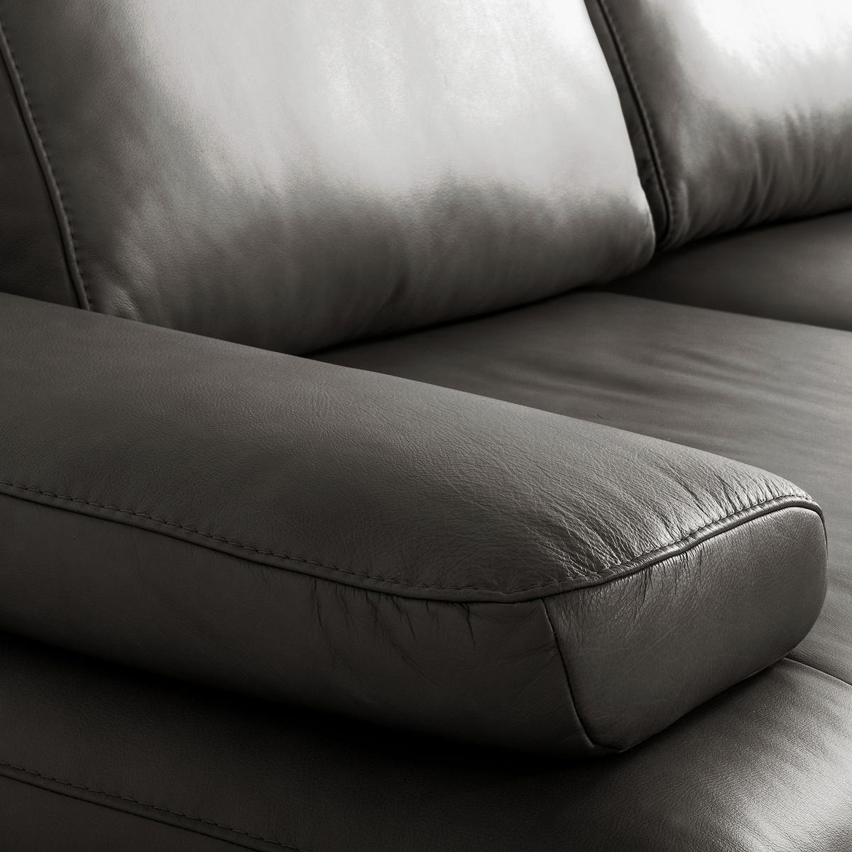 Ecksofa Como Echtleder Anthrazit 306x237 - Anthrazit/Schwarz, Design, Leder (306/237cm) - Livetastic