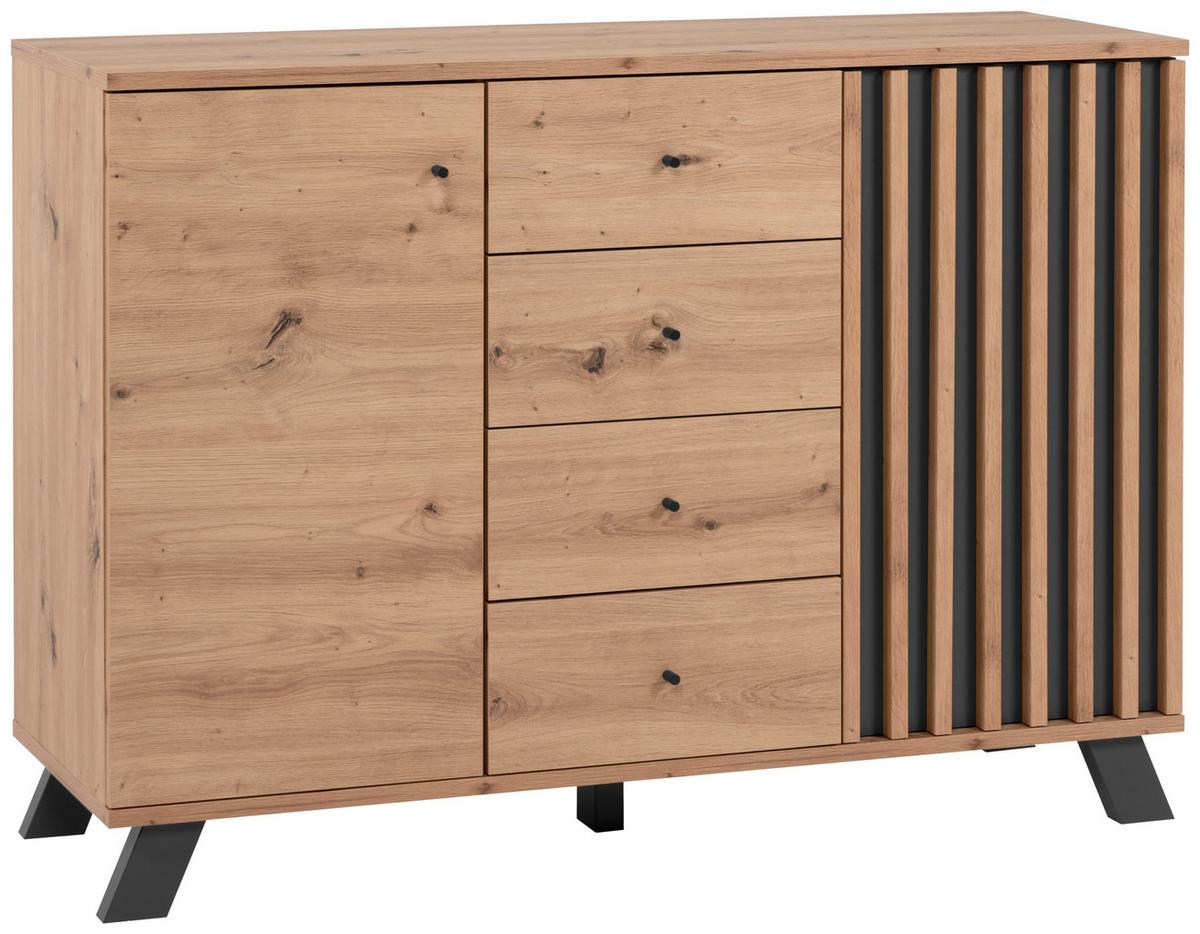 Kommode mit Einlegeböden 118 cm Medan Anthrazit/Eiche Dekor - Anthrazit/Eiche Artisan, LIFESTYLE, Holzwerkstoff (118/85/40cm) - MID.YOU