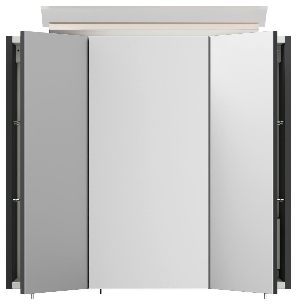 Spiegelschrank Graphitfarben B: 70 cm - Graphitfarben, MODERN, Glas/Holzwerkstoff (70/62/17cm) - MID.YOU