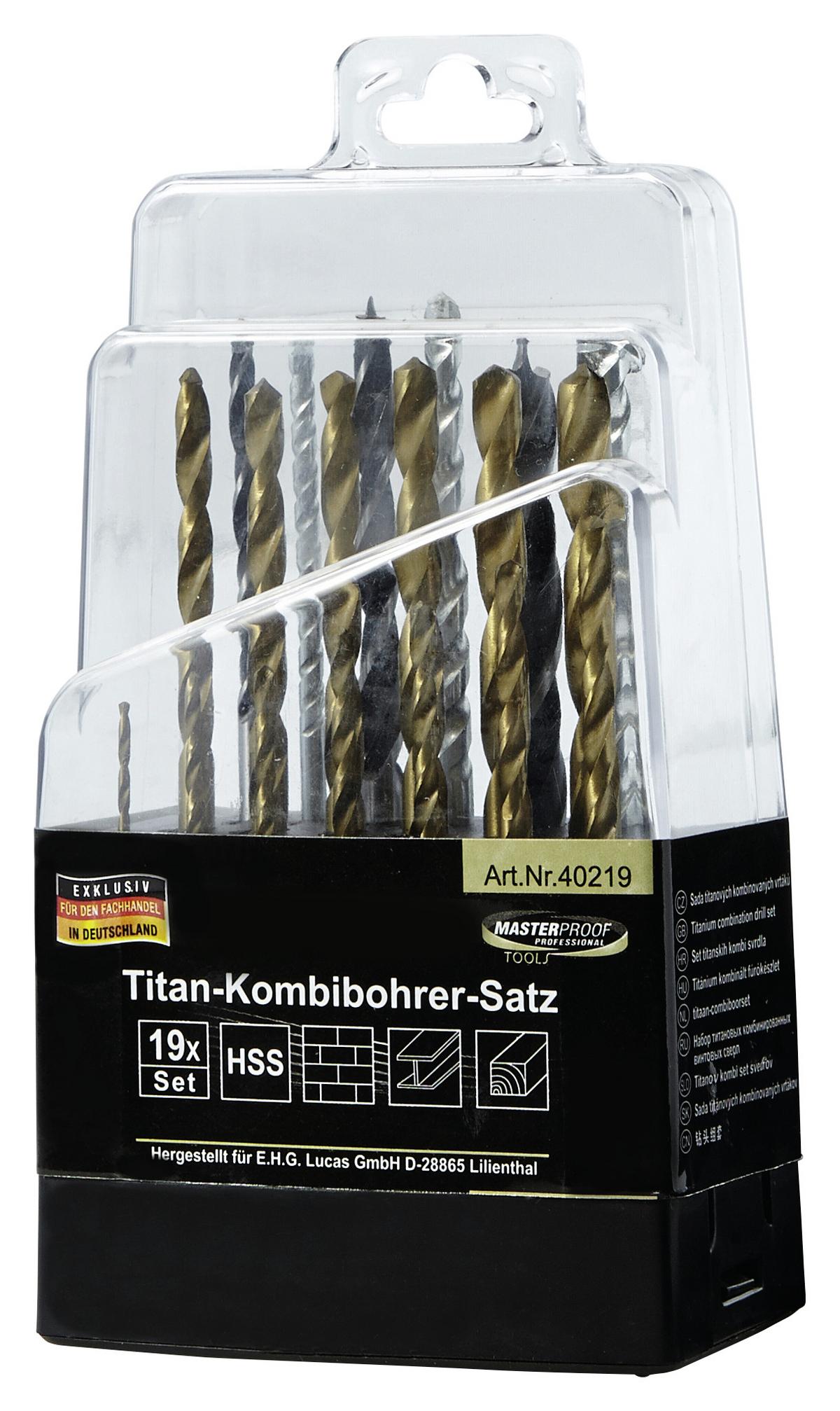 Bohrersatz 19-Tlg. Ø 1,5-4,8 mm Holz/Beton/Stein/Metall - Goldfarben, KONVENTIONELL, Metall