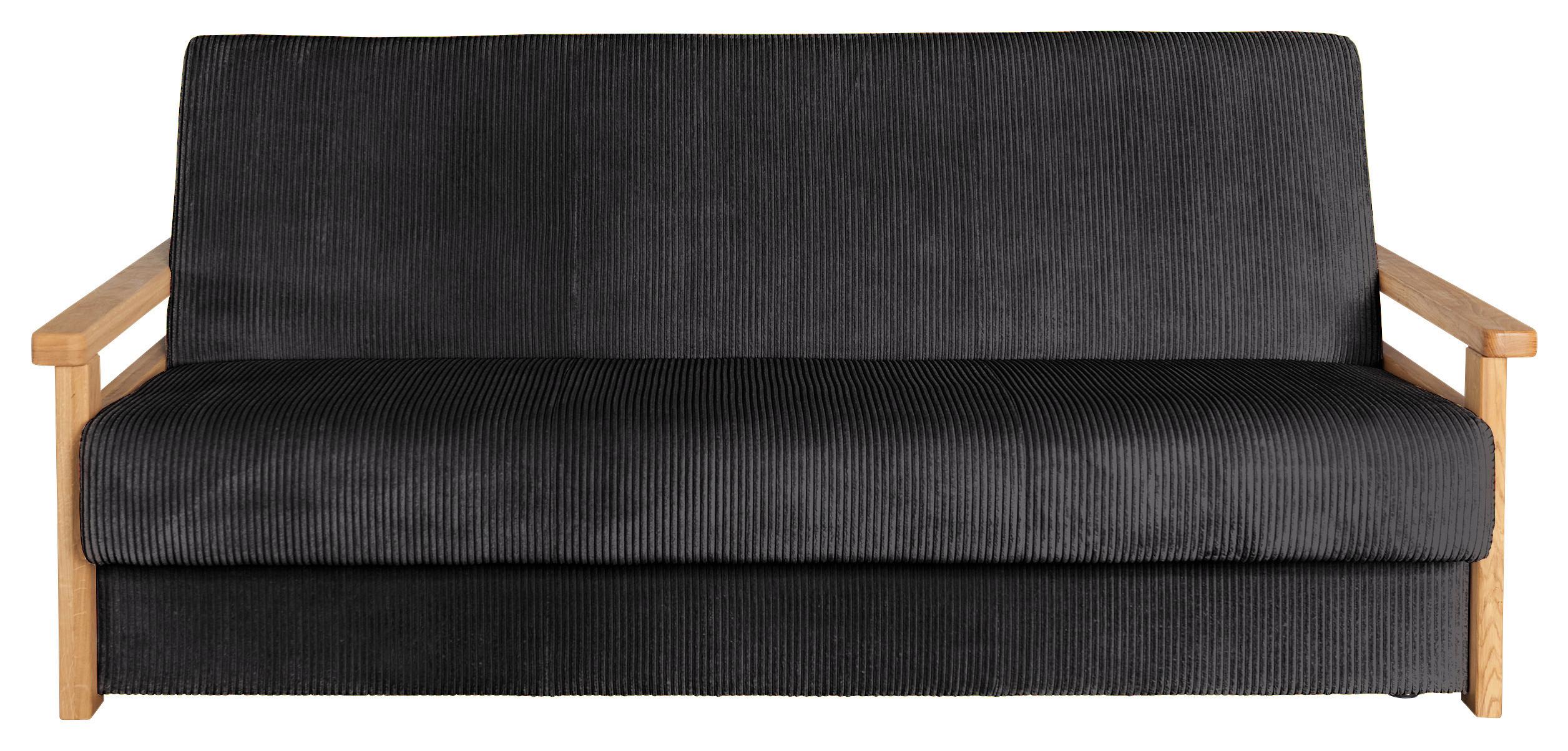 Schlafsofa Malaga Schwarz B: 220cm - Schwarz/Naturfarben, Design, Holz/Textil (220/90/90cm) - P & B