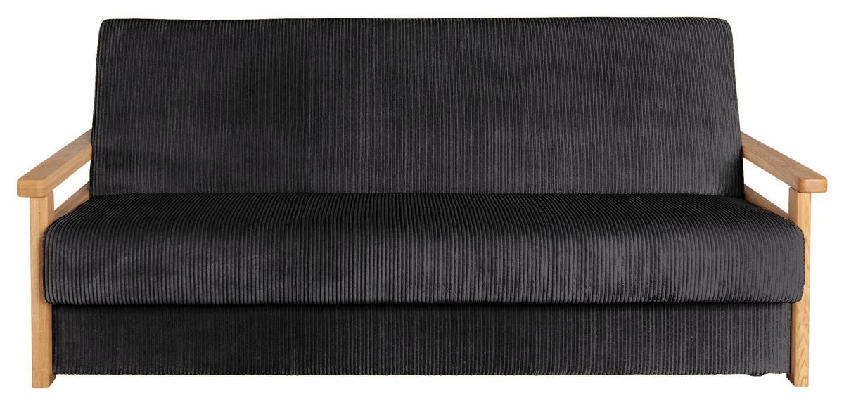 Schlafsofa Malaga Schwarz B: 220cm - Schwarz/Naturfarben, Design, Holz/Textil (220/90/90cm) - P & B