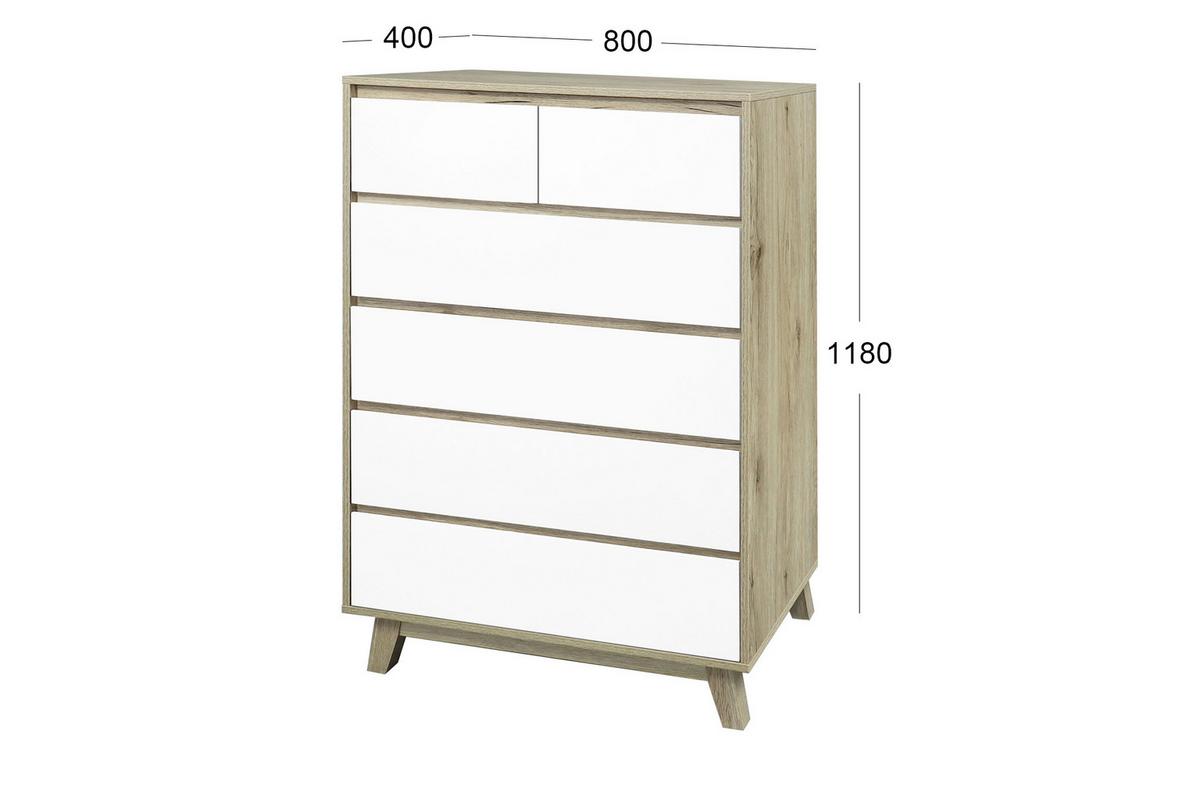 Kommode Weiß, Naturfarben B: 80cm - Naturfarben/Weiß, Design, Holzwerkstoff (80/118/40cm) - Livetastic