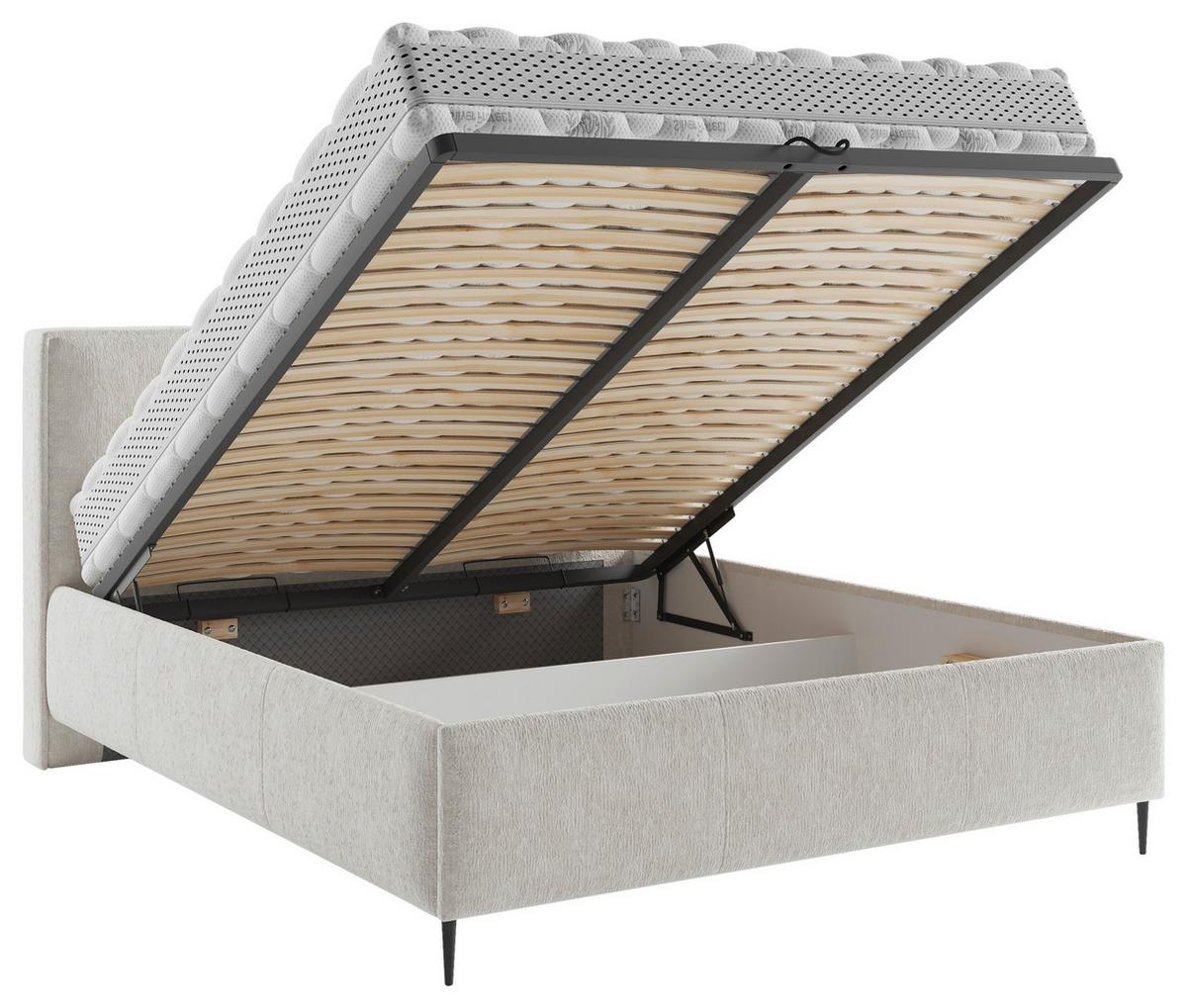 Polsterbett Hatton - Beige/Schwarz, MODERN, Holz/Holzwerkstoff (140/200cm) - MID.YOU