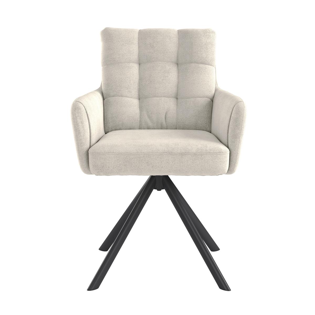 Armlehnstuhl Susan Beige Schwarz/Sitzfläche 360°drehbar - Beige/Schwarz, KONVENTIONELL, Holz/Textil (59/90/66cm)