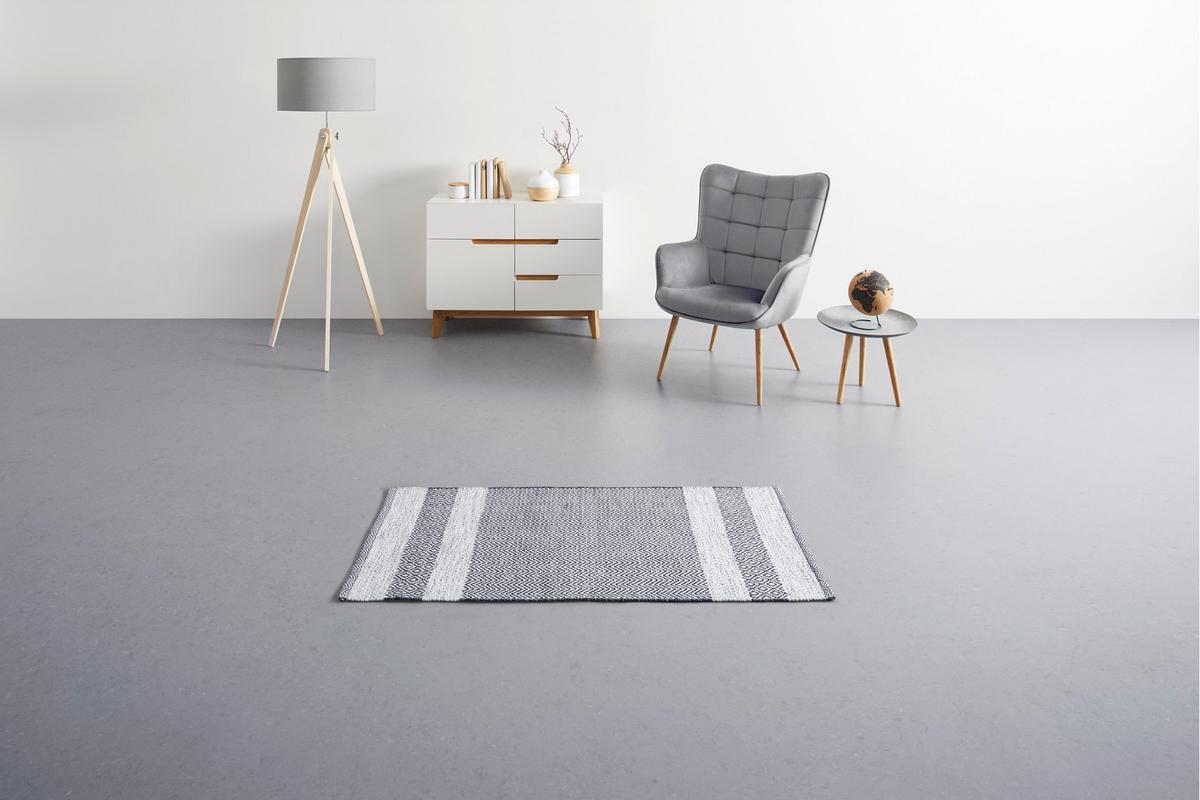 Ručne tkaný koberec ELISA,š/d: 60/120cm - biela/tmavosivá, Modern, textil (60/120cm) - Modern Living