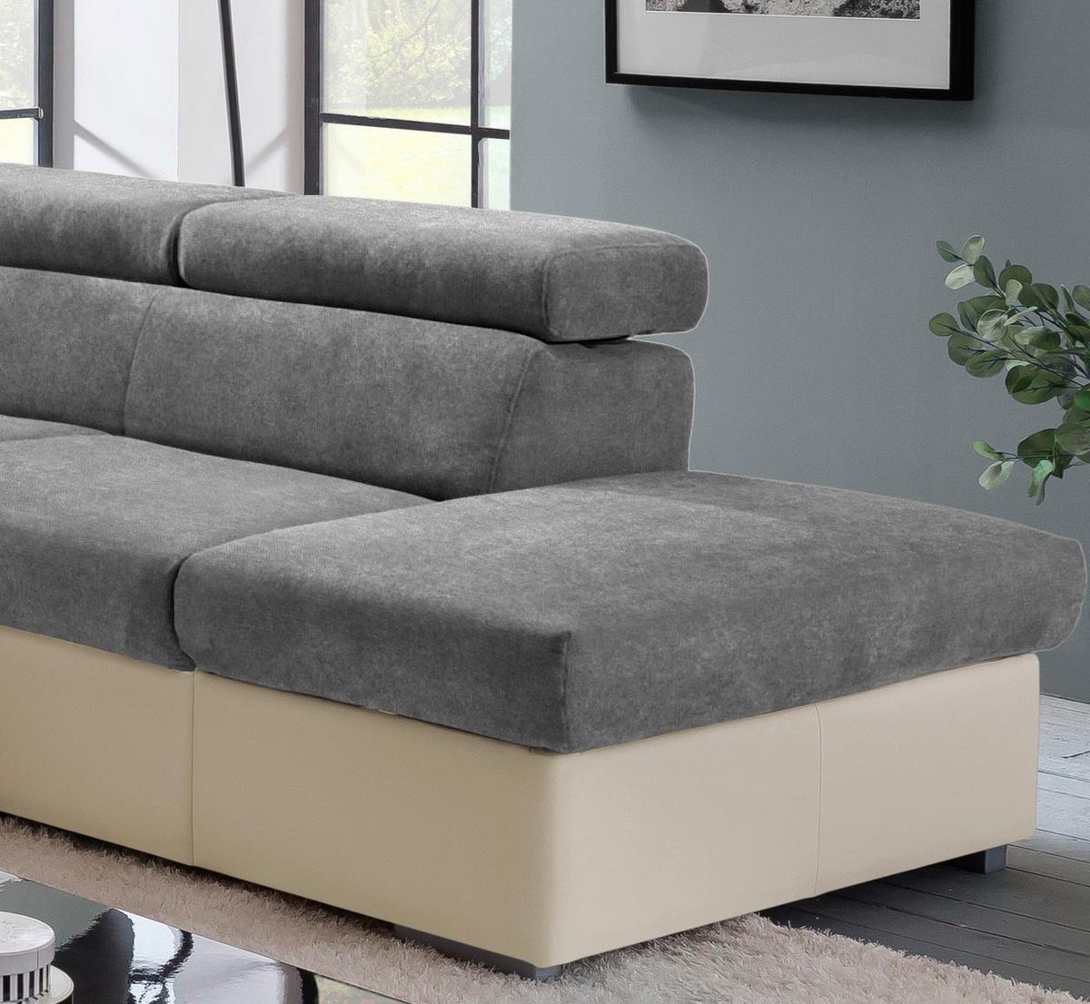 Sedacia súprava MILLA antracitová/hnedá pravý roh - hnedá/antracitová, Basics, drevo/textil (252/217cm)