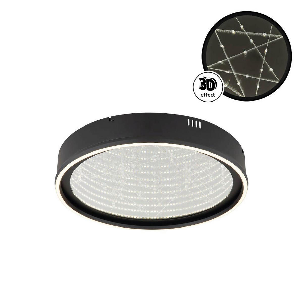 LED-Deckenleuchte Memory-Funktion - Klar/Schwarz, Design, Glas/Kunststoff (51,5/8,5cm) - Globo