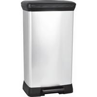 Mülleimer Deco mit Deckel 50 L Kunststoff Schwarz/Silber - Silberfarben/Schwarz, Basics, Kunststoff (36,0/81,1/44,0cm) - Keter