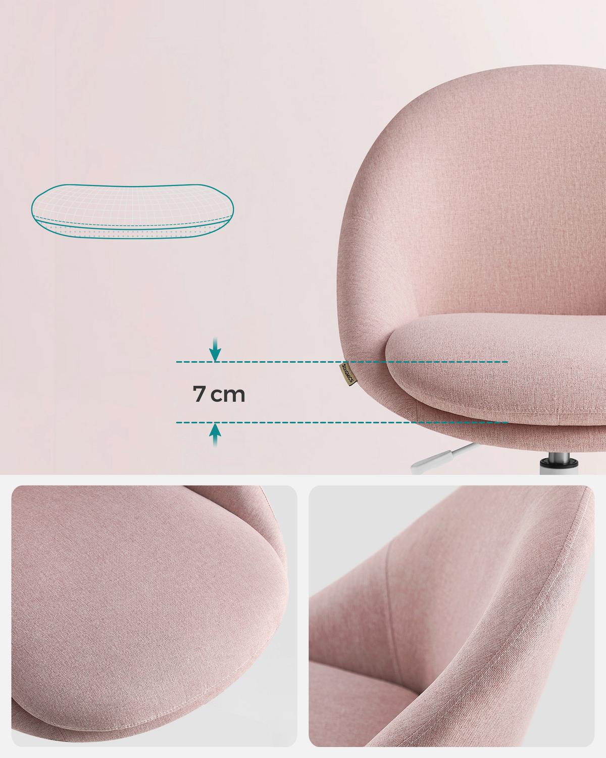 Drehstuhl Rosa B: 60cm - Pink/Weiß, Basics, Textil/Metall (60/83/60cm)