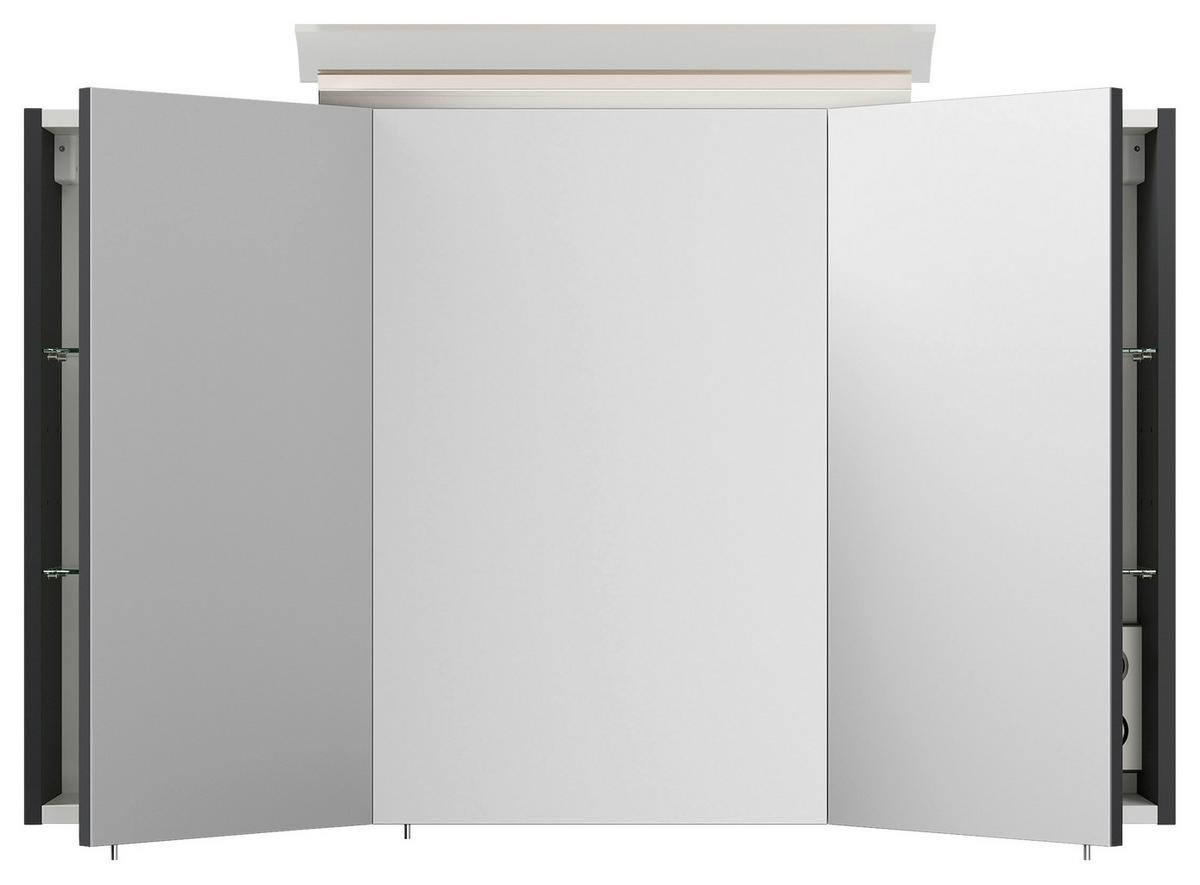 Spiegelschrank Graphitfarben B: 100 cm - Graphitfarben, MODERN, Glas/Holzwerkstoff (100/62/17cm) - MID.YOU