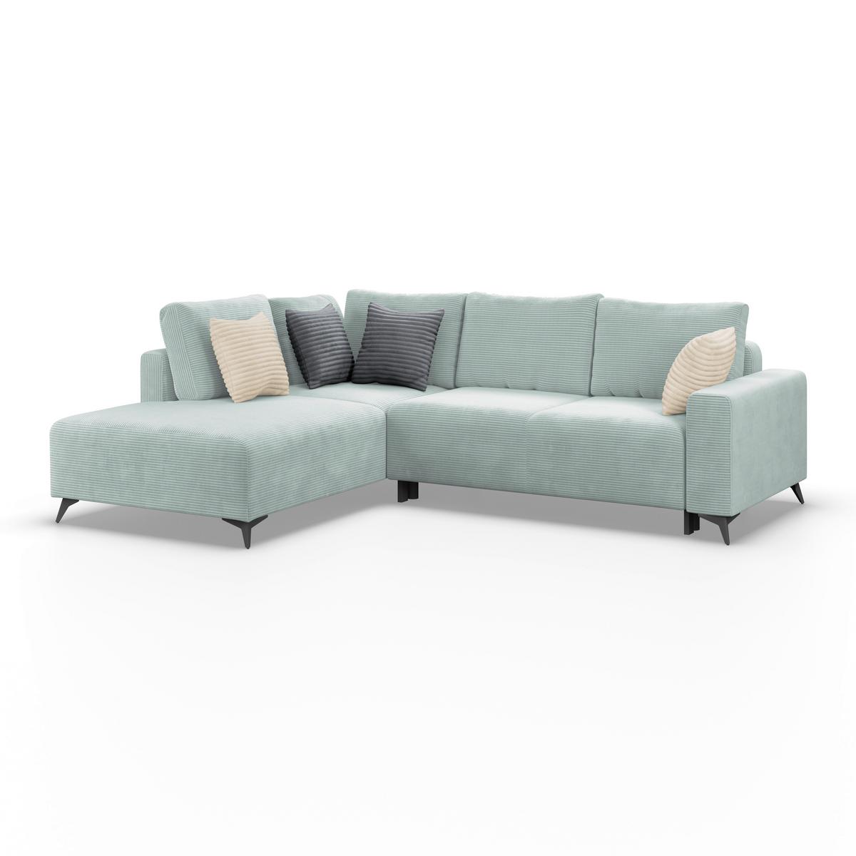 Ecksofa Mit Schlaffunktion Lincoln Mint  Cord 212x270 Cm - Creme/Schwarz, MODERN, Textil (212/270cm)