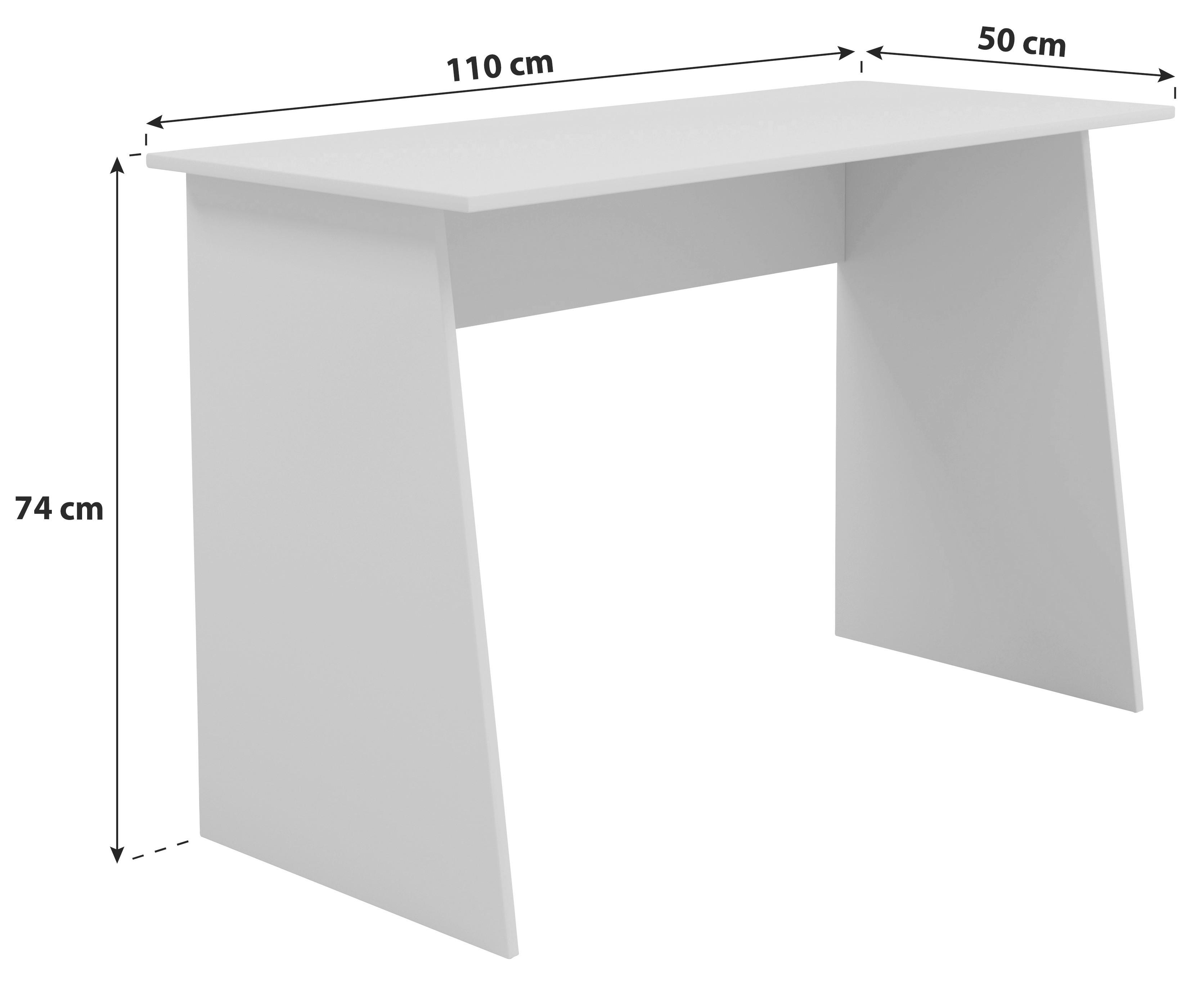 Schreibtisch B 110cm H 74cm Masola Maxi, Weiß - Weiß, Basics, Holzwerkstoff (110/50/74cm) - MID.YOU