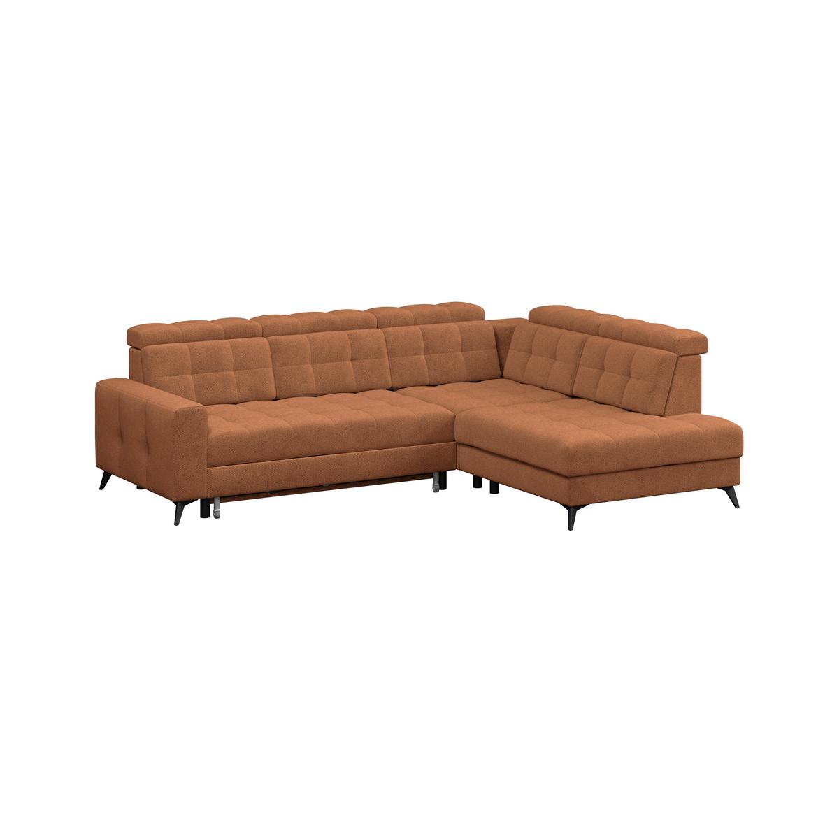 Ecksofa Barletta New Velours Terracotta, 289x228cm - Terracotta/Schwarz, ROMANTIK / LANDHAUS, Textil (289/228cm) - Luca Bessoni