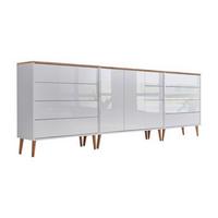 Sideboard Mailand 8 B:263,5cm Weiß/eiche - Weiß Hochglanz/Eiche Artisan, MODERN, Holzwerkstoff (263,5/86/33cm) - MID.YOU
