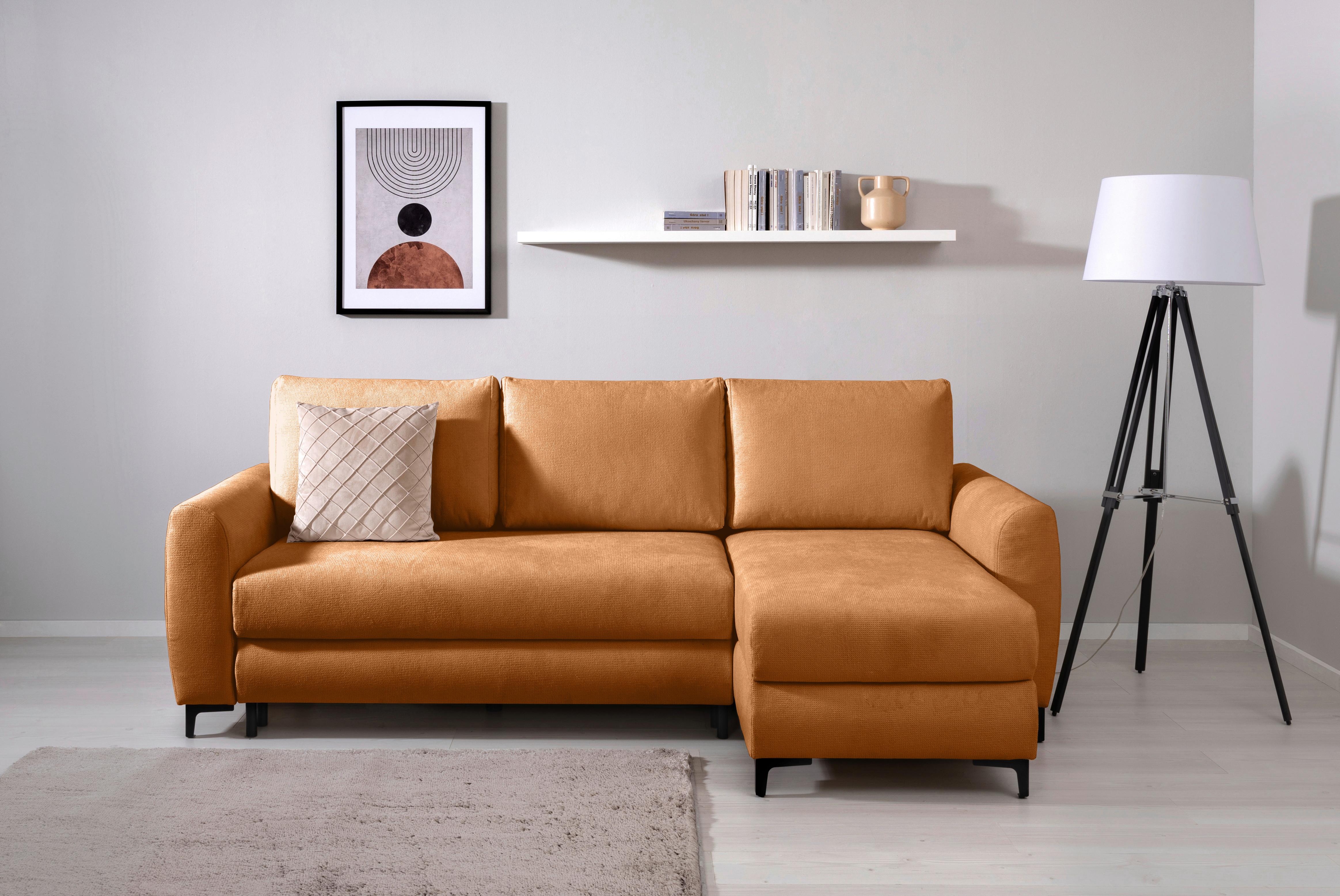 Ecksofa Moli, Rostfarben S: 236x148 cm - Rostfarben/Schwarz, Design, Textil (236/148cm) - MID.YOU