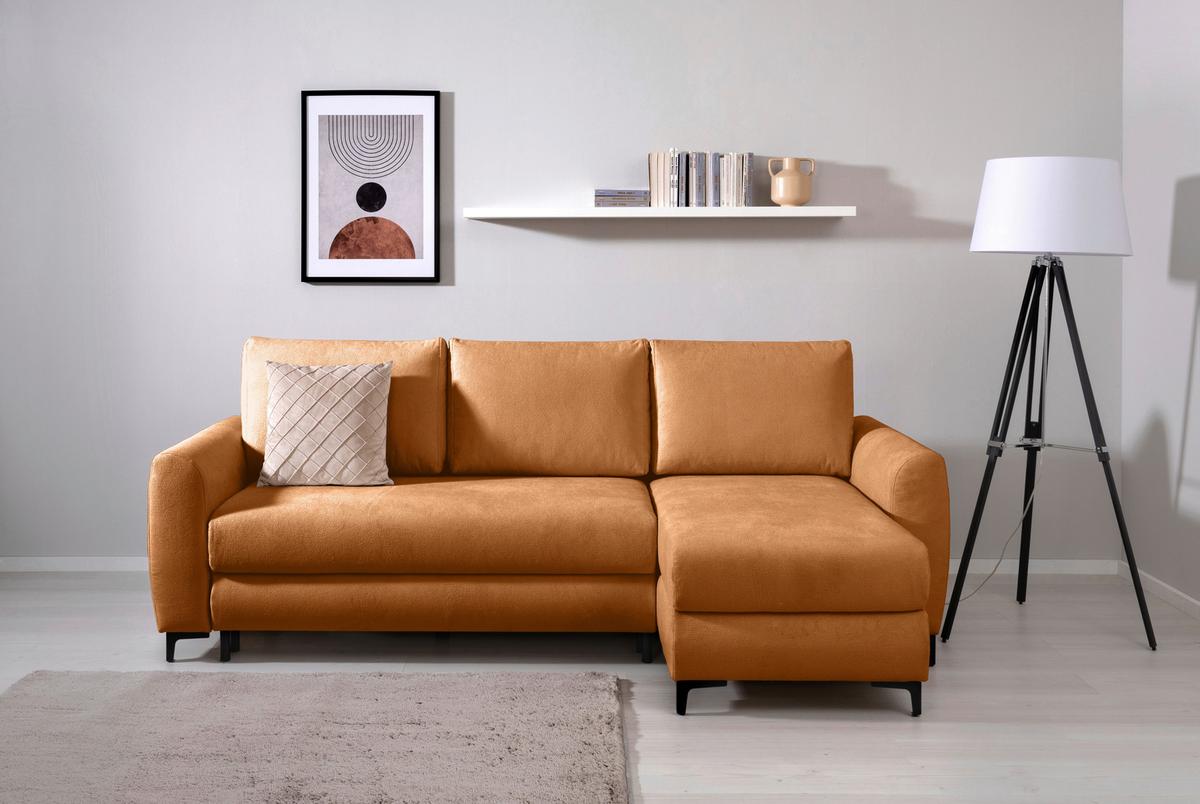 Ecksofa Moli, Rostfarben S: 236x148 cm - Rostfarben/Schwarz, Design, Textil (236/148cm) - MID.YOU