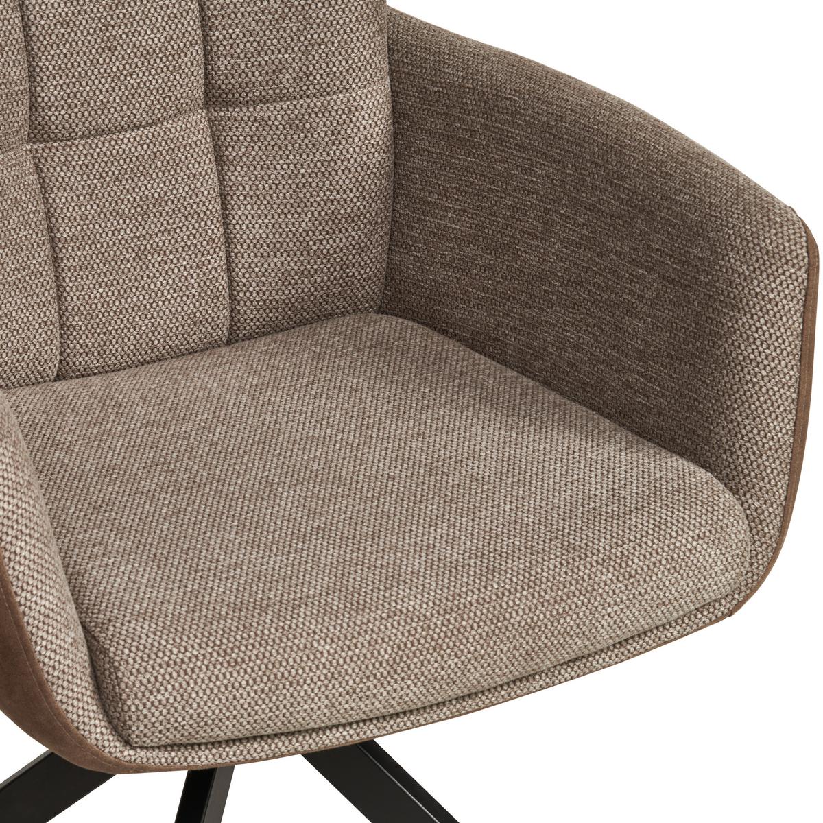 Armlehnstuhl Naim, Braun B: 60 Cm, 180° Drehbar - Schwarz/Braun, KONVENTIONELL, Holz/Textil (60/93/66cm) - MID.YOU