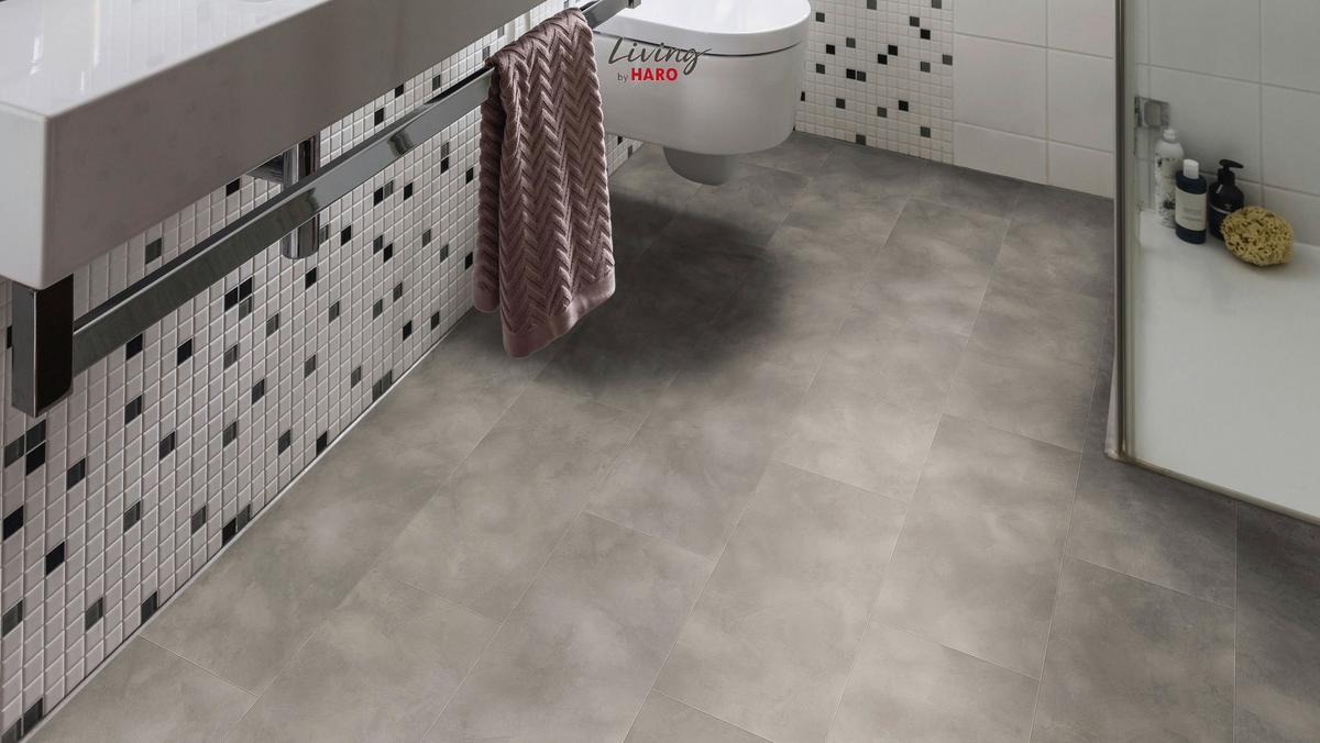 Vinylboden Fliesenoptik Grau /dunkelgrau Klick-Vinyl - Dunkelgrau/Grau, Design, Holzwerkstoff (63,1/31,3/0,65cm) - Living by HARO