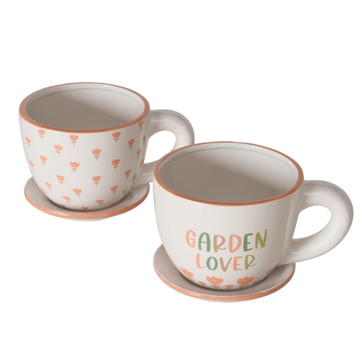 Virágkaspó Gardenlove -Paz- - sötét rózsaszín/fehér, Konventionell, kerámia (16/12/10cm)