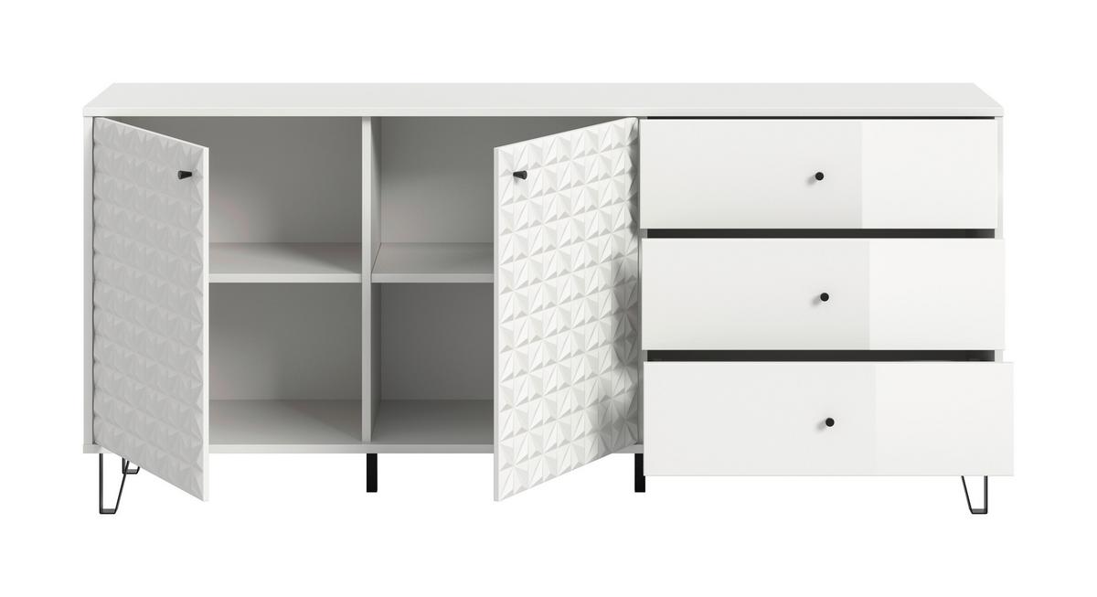 Sideboard Prisma, Weiß B: 170 Cm - Weiß Hochglanz/Schwarz, Design, Holzwerkstoff (170/76/40cm) - Livetastic