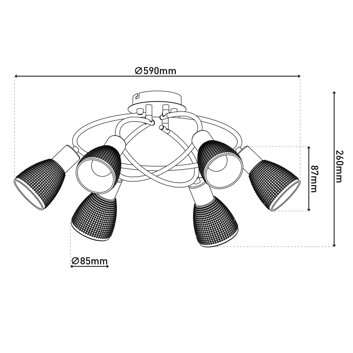 Deckenstrahler Exkl. 6xe14, 40w - Schwarz, LIFESTYLE, Glas/Metall (59/26cm) - Näve