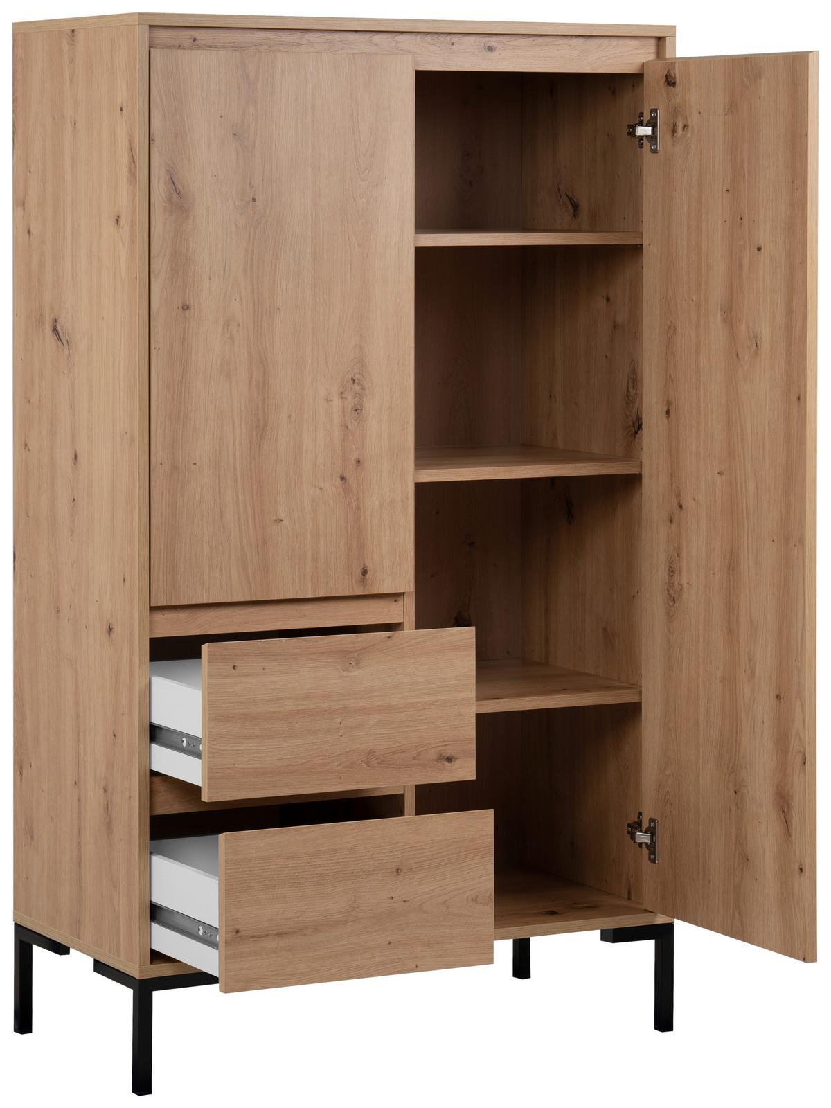 Highboard 81cm Korsika Eiche Artisan Dekor - Schwarz/Eiche Artisan, Design, Holzwerkstoff (81/139/40cm) - MID.YOU