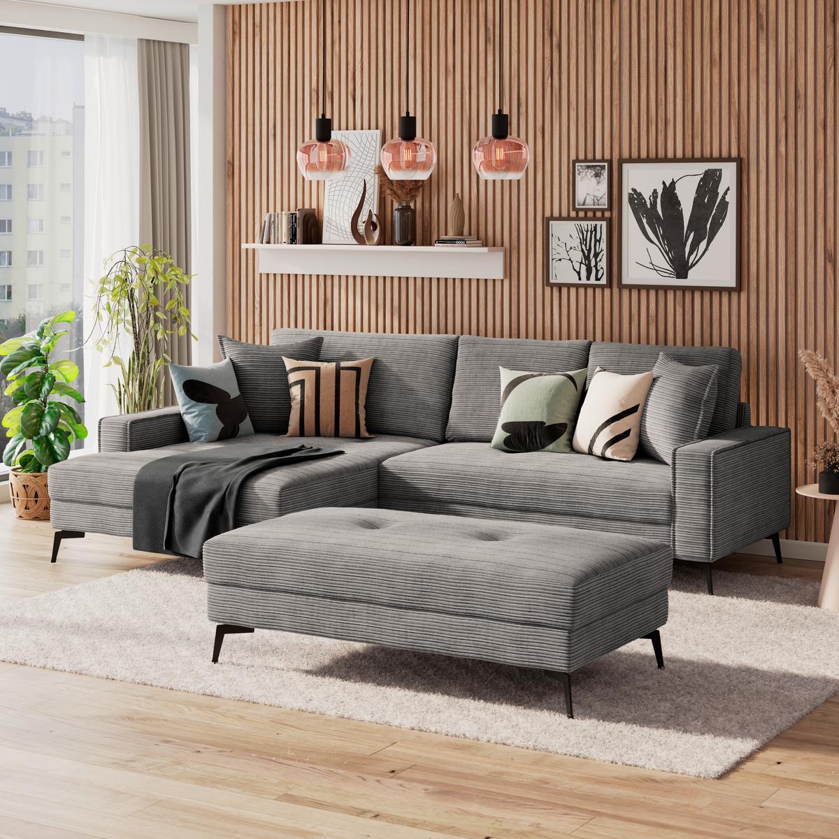 Ecksofa Zero Anthrazit 173x286 cm - Anthrazit/Schwarz, Trend, Textil (173/286cm)