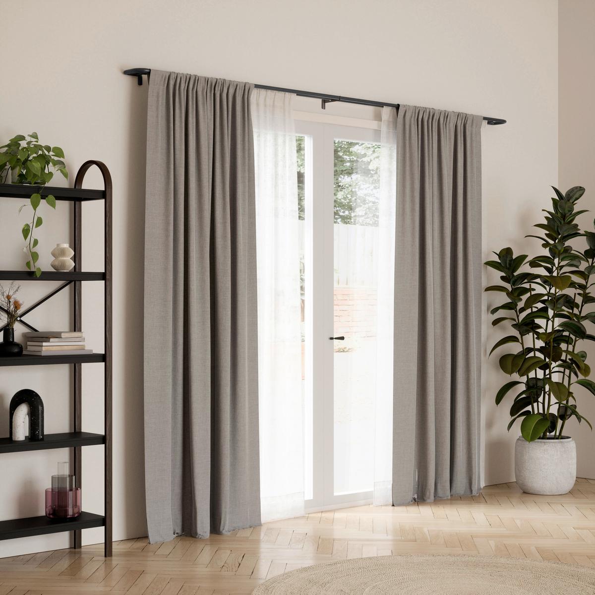 Vorhangstangenset Twilight Schwarz L: 76-213 cm - Schwarz, KONVENTIONELL, Kunststoff/Metall (76-213/12/5cm) - Umbra
