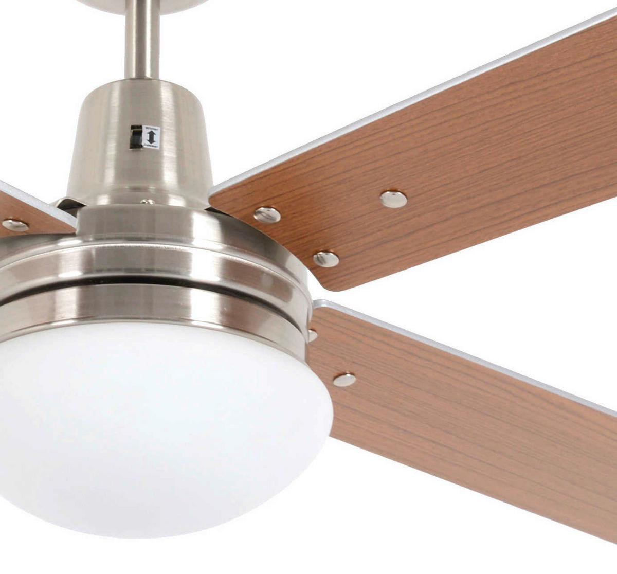 Deckenventilator Airfusion Quest 4-Flügel, Led-Leuchte - Chromfarben/Silberfarben, Basics, Holzwerkstoff/Metall (122/40cm) - P & B