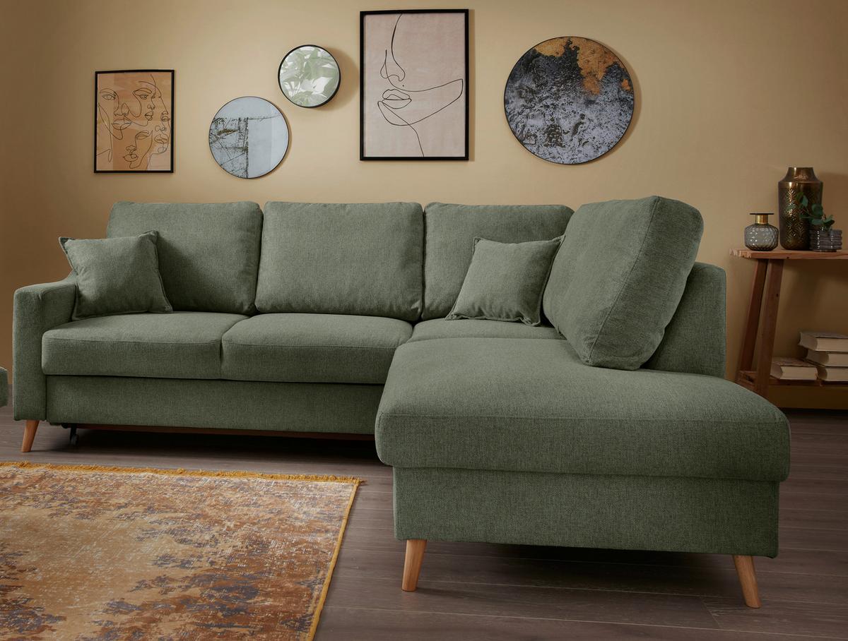 Ecksofa Valentina Dunkelgrün S: 230x200 Cm - Dunkelgrün/Naturfarben, MODERN, Textil (230/200cm) - Livetastic