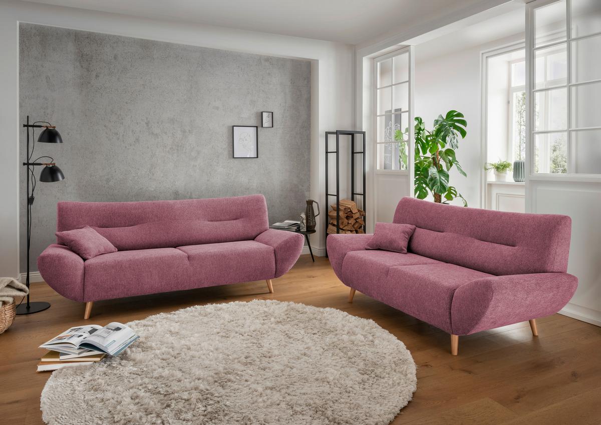 3-Sitzer-Sofa Drago Brombeere S: 205/90 cm - Wildeiche/Brombeere, MODERN, Holz/Textil (205/81/90cm) - MID.YOU