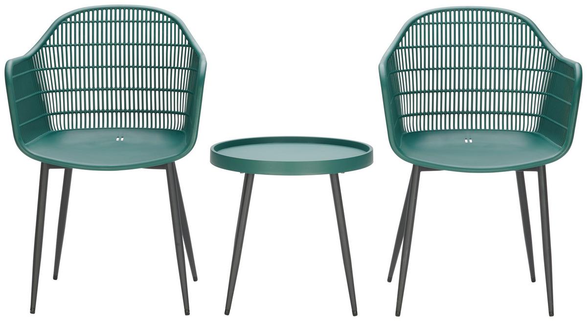 SADA NA BALKON MARIELLA - černá/zelená, Moderní, kov/plast (53/85/63cm) - Modern Living