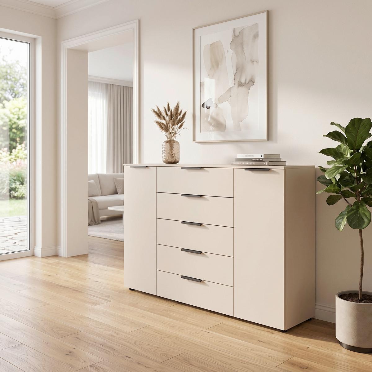 KOMMODE Flipp Champagner B: 160 cm - Champagner/Schwarz, MODERN, Holzwerkstoff (160/100/42cm) - Rauch Möbel