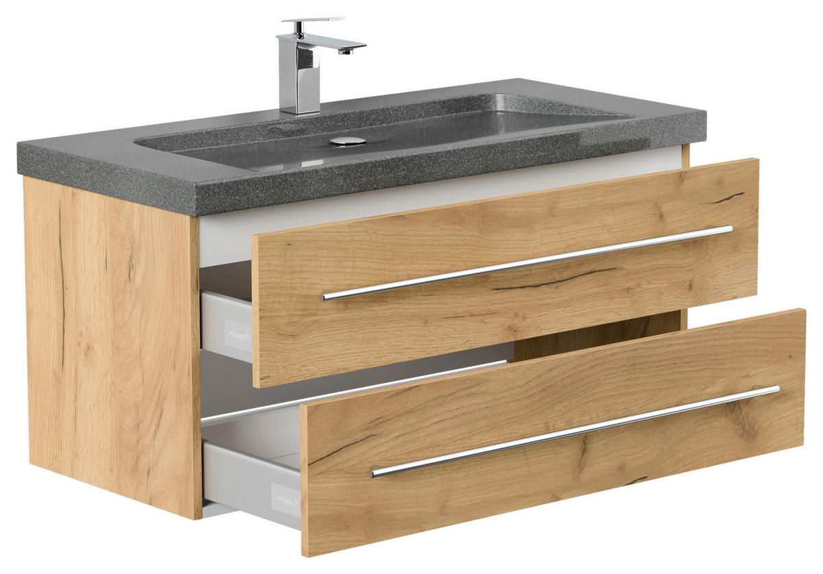 WASCHTISCHKOMBI Yamo, Eichefarben B: 100 cm - Eichefarben, Basics, Holzwerkstoff/Stein (100cm) - MID.YOU